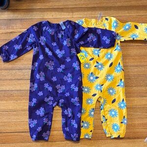 NWT. PRIMARY Floral Kids Playsuit / Romper Set - 12-18mo 100% Cotton